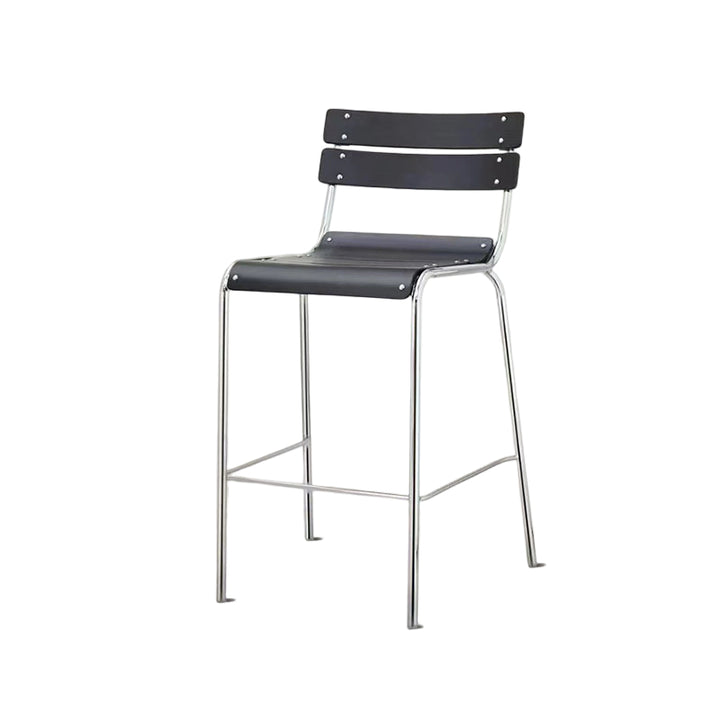 Modern Minimalist Rectangular Bar Stool - Solid Wood Multi-layer Board, Sleek Metal Frame: Durable Finish &amp; Stable Support For Kitchen And Dining Room