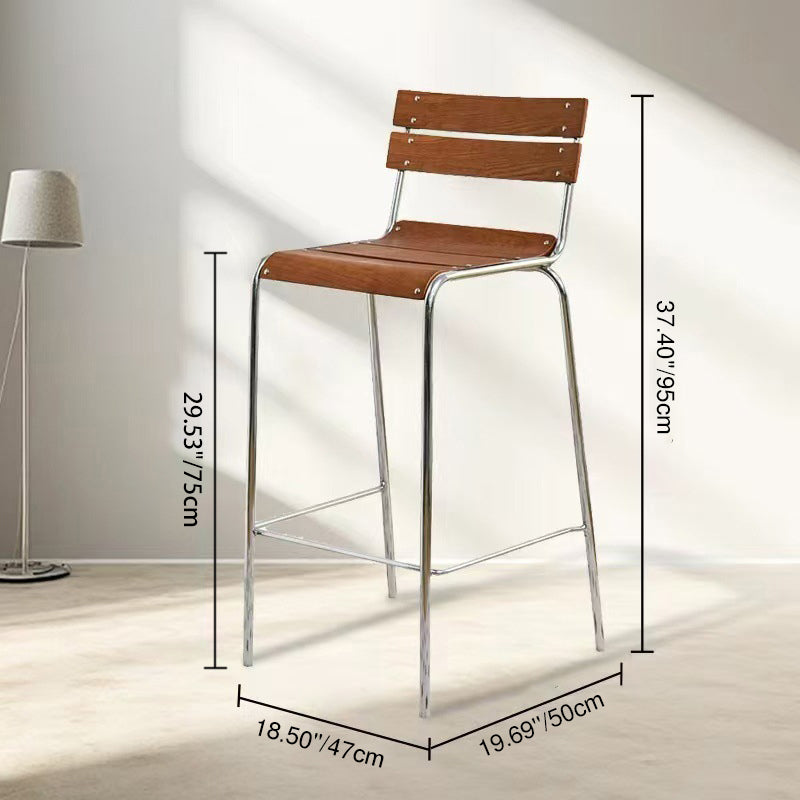 Modern Minimalist Rectangular Bar Stool - Solid Wood Multi-layer Board, Sleek Metal Frame: Durable Finish &amp; Stable Support For Kitchen And Dining Room