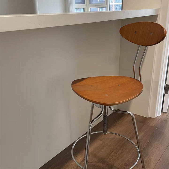 Modern Minimalist Rectangular Bar Stool - Solid Wood Multi-layer Board Metal Frame Swivel Adjustable Height  Durable Finish Stable Support For Kitchen &amp; Dining Room