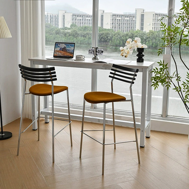 Modern Minimalist Rectangular Bar Stool – Solid Wood Multi-layer Board Seat with Natural Grain, Eco-Friendly Materials, Sturdy Iron Frame, High Load Capacity &amp; Wobble-Free Support For Kitchen &amp; Dining Room