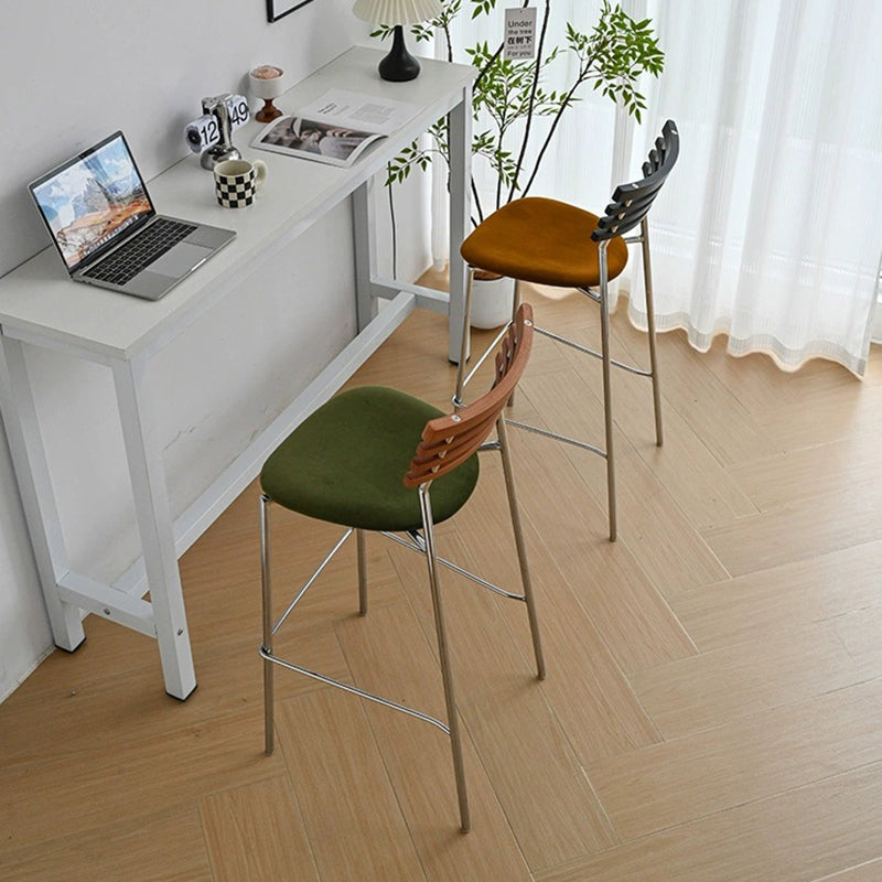 Modern Minimalist Rectangular Bar Stool – Solid Wood Multi-layer Board Seat with Natural Grain, Eco-Friendly Materials, Sturdy Iron Frame, High Load Capacity &amp; Wobble-Free Support For Kitchen &amp; Dining Room