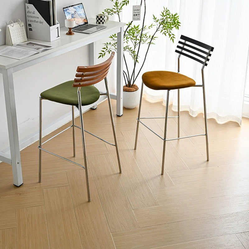Modern Minimalist Rectangular Bar Stool – Solid Wood Multi-layer Board Seat with Natural Grain, Eco-Friendly Materials, Sturdy Iron Frame, High Load Capacity &amp; Wobble-Free Support For Kitchen &amp; Dining Room