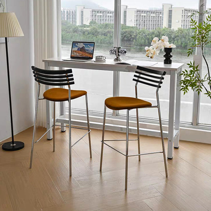 Modern Minimalist Rectangular Bar Stool – Solid Wood Multi-layer Board Seat with Natural Grain, Eco-Friendly Materials, Sturdy Iron Frame, High Load Capacity &amp; Wobble-Free Support For Kitchen &amp; Dining Room
