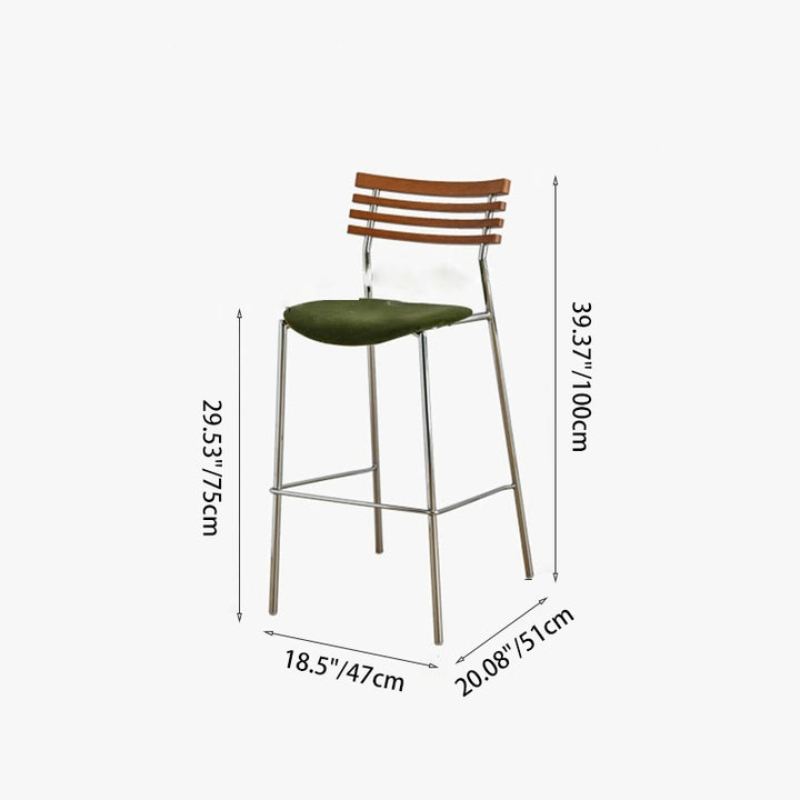 Modern Minimalist Rectangular Bar Stool – Solid Wood Multi-layer Board Seat with Natural Grain, Eco-Friendly Materials, Sturdy Iron Frame, High Load Capacity &amp; Wobble-Free Support For Kitchen &amp; Dining Room
