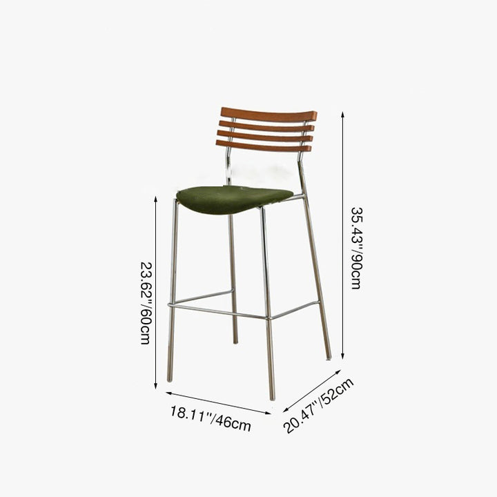 Modern Minimalist Rectangular Bar Stool – Solid Wood Multi-layer Board Seat with Natural Grain, Eco-Friendly Materials, Sturdy Iron Frame, High Load Capacity & Wobble-Free Support For Kitchen & Dining Room