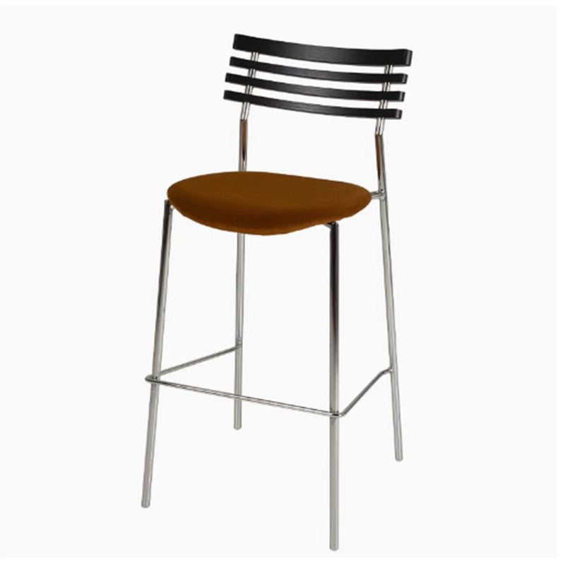 Modern Minimalist Rectangular Bar Stool – Solid Wood Multi-layer Board Seat with Natural Grain, Eco-Friendly Materials, Sturdy Iron Frame, High Load Capacity &amp; Wobble-Free Support For Kitchen &amp; Dining Room