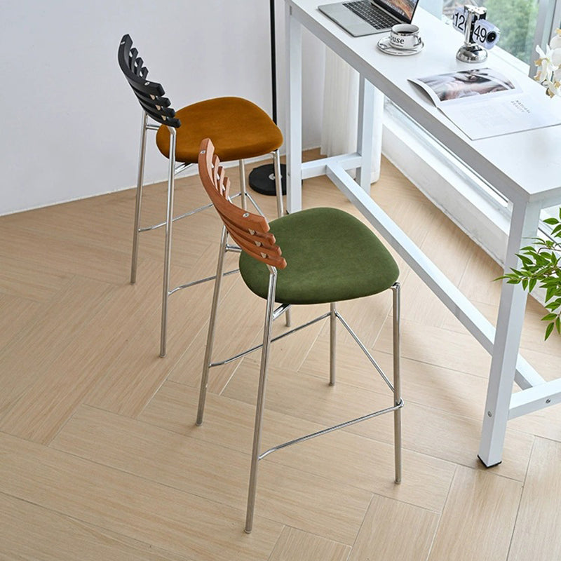 Modern Minimalist Rectangular Bar Stool – Solid Wood Multi-layer Board Seat with Natural Grain, Eco-Friendly Materials, Sturdy Iron Frame, High Load Capacity &amp; Wobble-Free Support For Kitchen &amp; Dining Room