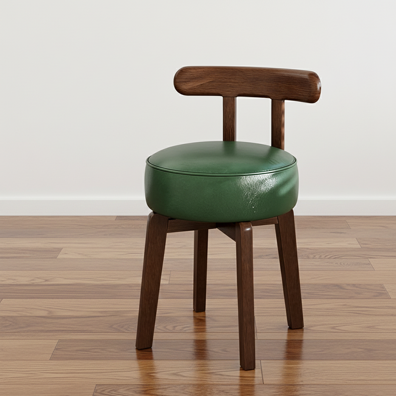 Chaise de bureau rectangulaire pivotante en faux cuir vintage traditionnel avec dossier galbé, design sans accoudoirs pour salon et chambre 