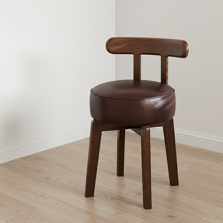 Silla de escritorio giratoria rectangular de cuero sintético vintage tradicional con respaldo contorneado, diseño sin brazos para sala de estar y dormitorio 