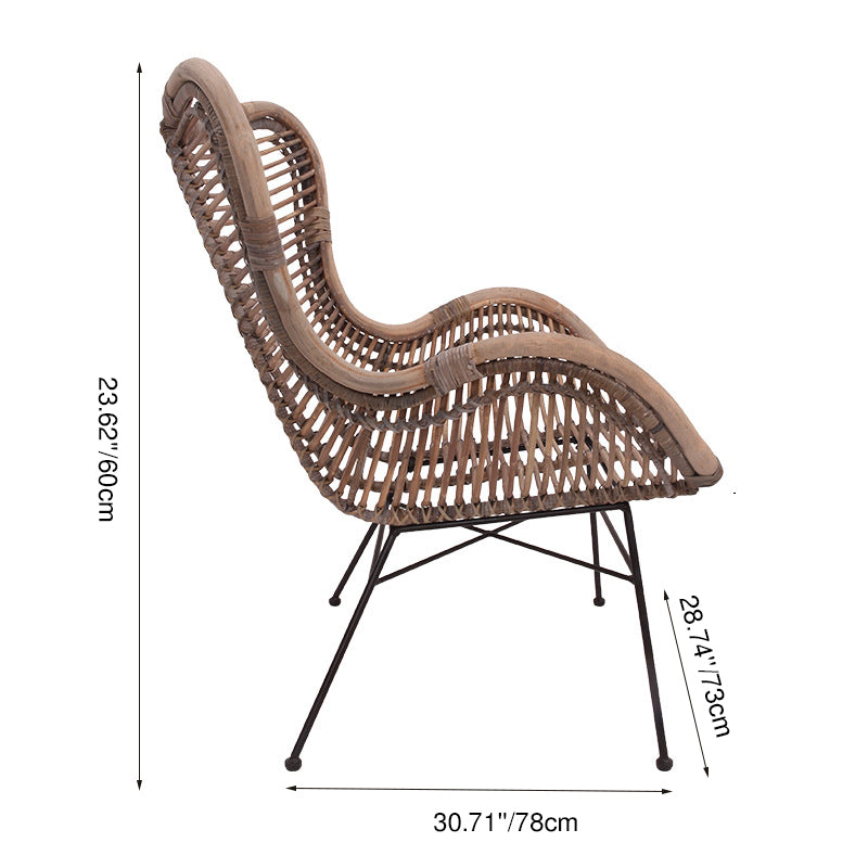 Chaise d’appoint bohème contemporaine - Rotin indonésien premium : tressage naturel, confort éco-responsable et support robuste en pieds en fer pour le salon 