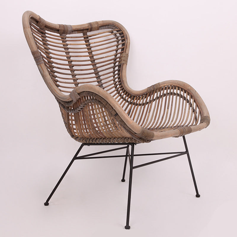 Chaise d’appoint bohème contemporaine - Rotin indonésien premium : tressage naturel, confort éco-responsable et support robuste en pieds en fer pour le salon 