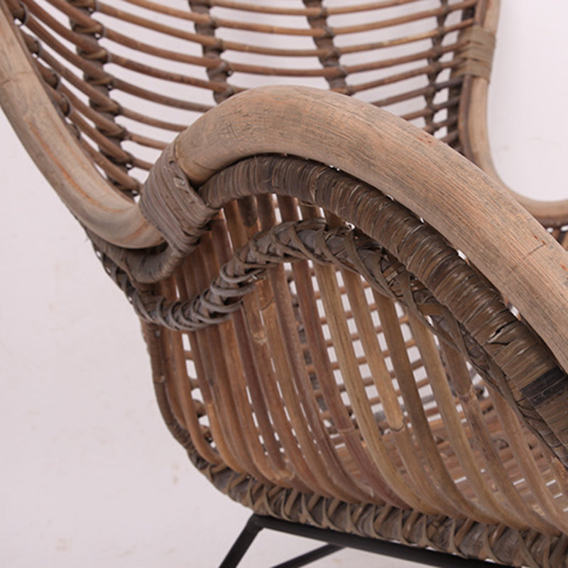 Chaise d’appoint bohème contemporaine - Rotin indonésien premium : tressage naturel, confort éco-responsable et support robuste en pieds en fer pour le salon 