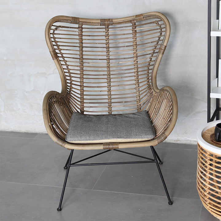 Silla de acento Boho contemporánea - Ratán indonesio premium: tejido natural, comodidad ecológica y soporte de pierna de hierro resistente para sala de estar 