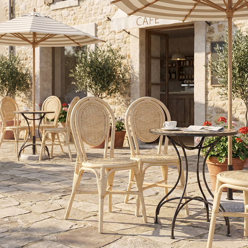 Silla de comedor de ratán natural artesanal premium - estilo rústico, transpirable y duradera para el comedor 