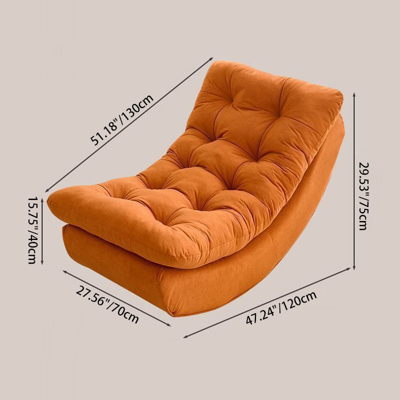 Moderner minimalistischer rechteckiger Schaukelstuhl aus Wildleder und Kiefernholz, bequemer Einzelsessel mit Rückenlehne &amp; Fußstütze für das Wohnzimmer 