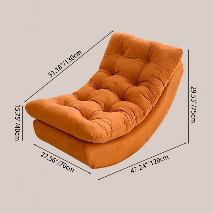 Chaise à bascule rectangulaire moderne minimaliste en daim et pin, confortable, fauteuil inclinable simple avec dossier et repose-pieds pour salon 