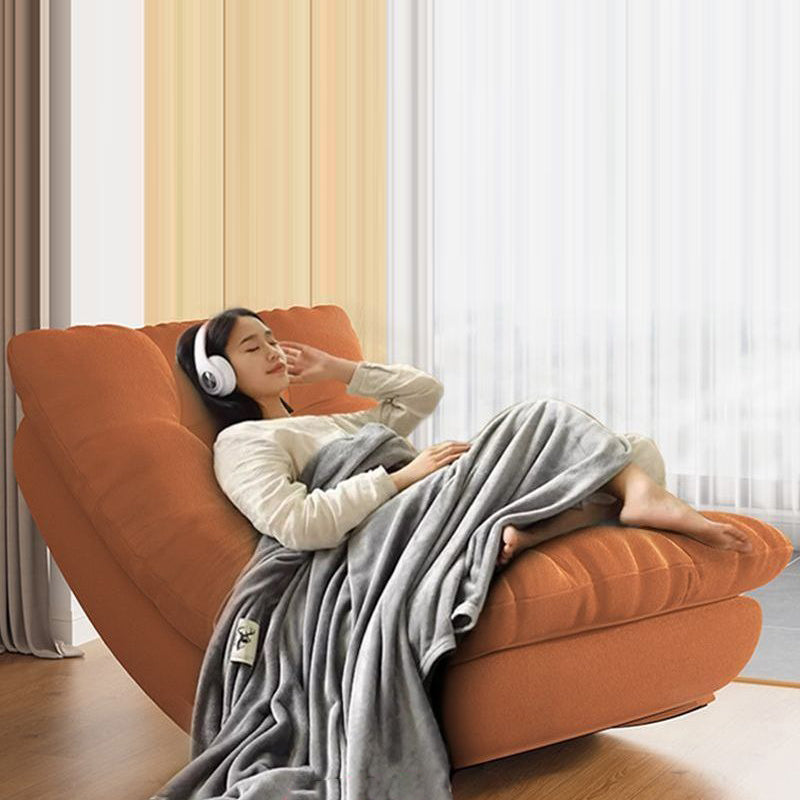 Moderner minimalistischer rechteckiger Schaukelstuhl aus Wildleder und Kiefernholz, bequemer Einzelsessel mit Rückenlehne &amp; Fußstütze für das Wohnzimmer 