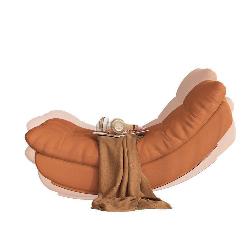 Moderner minimalistischer rechteckiger Schaukelstuhl aus Wildleder und Kiefernholz, bequemer Einzelsessel mit Rückenlehne &amp; Fußstütze für das Wohnzimmer 