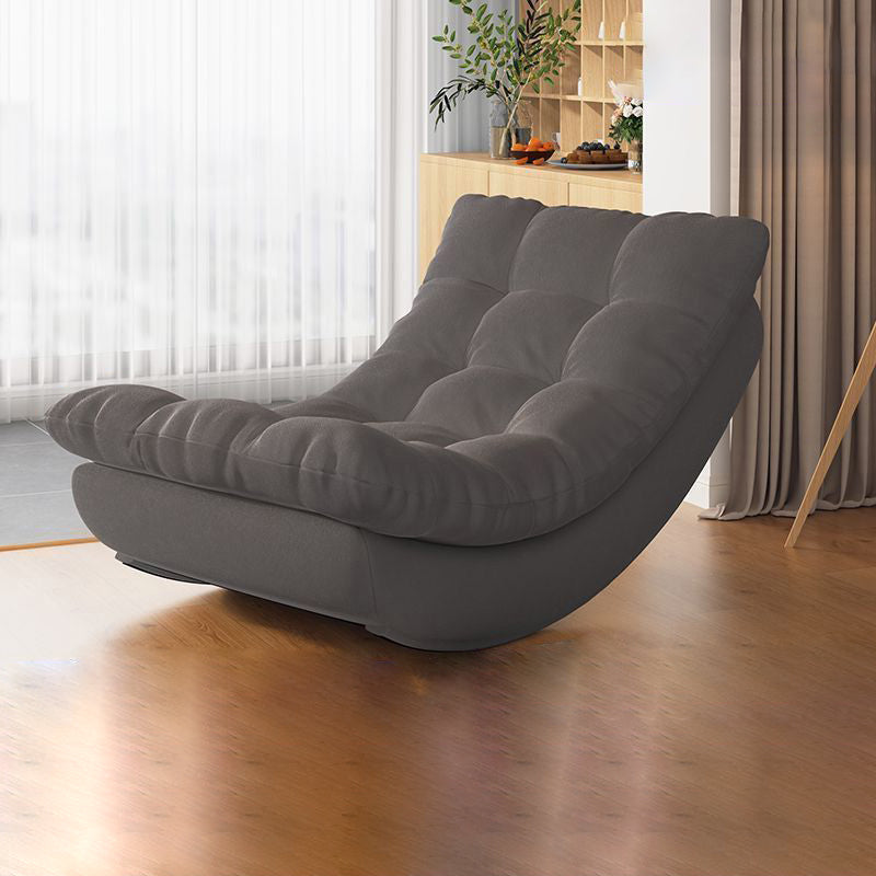 Moderner minimalistischer rechteckiger Schaukelstuhl aus Wildleder und Kiefernholz, bequemer Einzelsessel mit Rückenlehne &amp; Fußstütze für das Wohnzimmer 