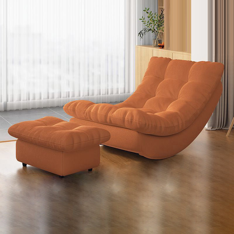 Moderner minimalistischer rechteckiger Schaukelstuhl aus Wildleder und Kiefernholz, bequemer Einzelsessel mit Rückenlehne &amp; Fußstütze für das Wohnzimmer 