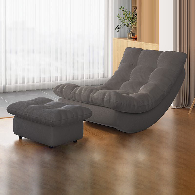 Moderner minimalistischer rechteckiger Schaukelstuhl aus Wildleder und Kiefernholz, bequemer Einzelsessel mit Rückenlehne &amp; Fußstütze für das Wohnzimmer 