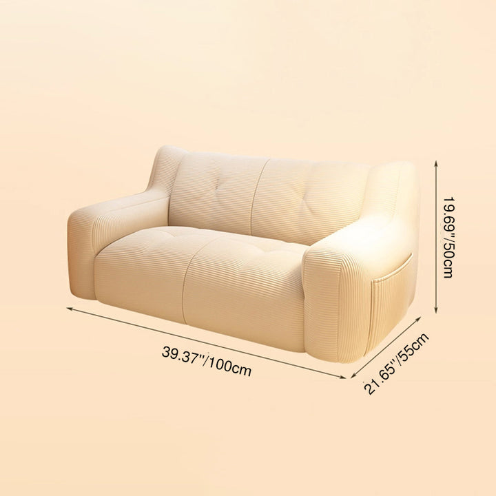 Modern Minimalist Corduroy EPS Rectangular Lazy Sofa Backrest Armrest Side Pocket For Living Room