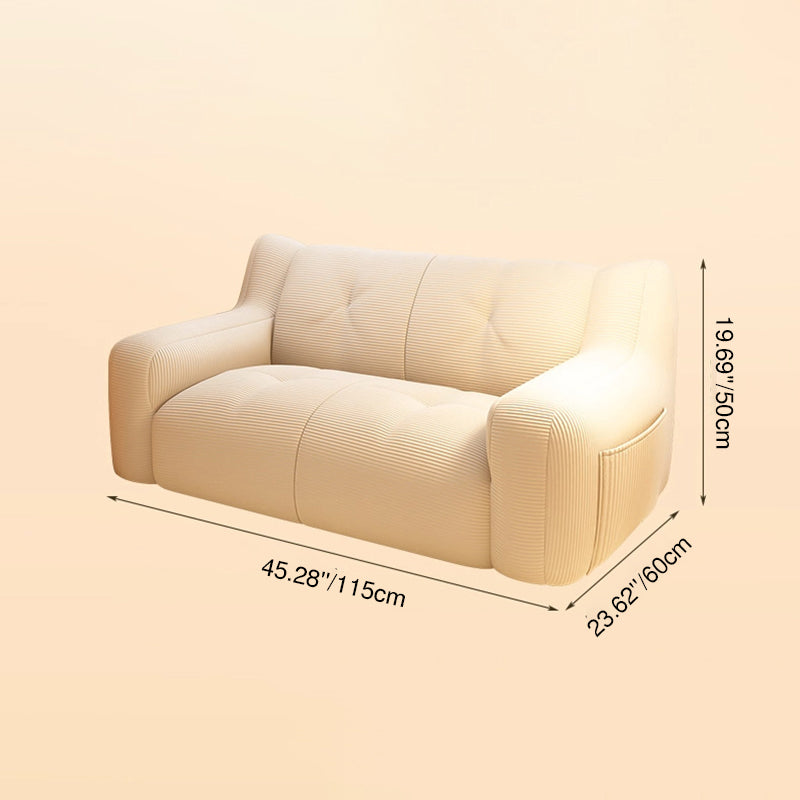Modern Minimalist Corduroy EPS Rectangular Lazy Sofa Backrest Armrest Side Pocket For Living Room