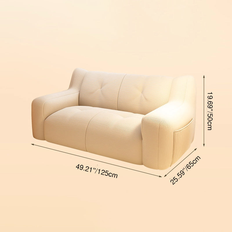 Modern Minimalist Corduroy EPS Rectangular Lazy Sofa Backrest Armrest Side Pocket For Living Room