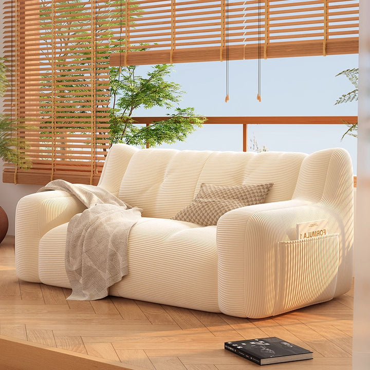 Modern Minimalist Corduroy EPS Rectangular Lazy Sofa Backrest Armrest Side Pocket For Living Room