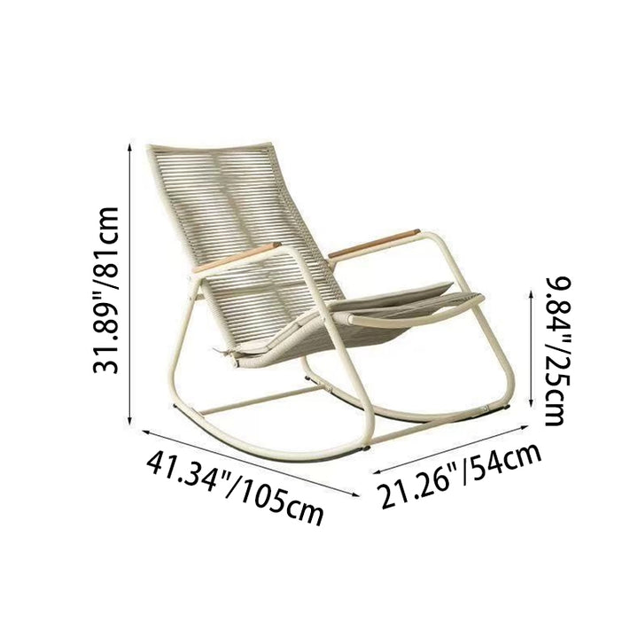 Modern Minimalist Linen PE Solid Wood Plywood Carbon Steel Rectangular Rocking Chair Armrest Backrest For Living Room