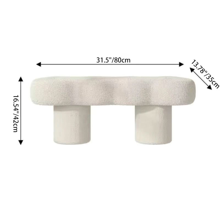 Banc rectangulaire en bois massif avec revêtement en laine d’agneau nordique contemporain pour salon 