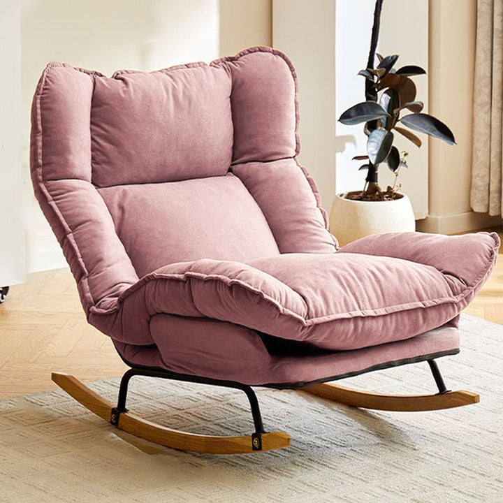 Modern Minimalist Velvet Carbon Steel Solid Wood Plywood Rectangular Rocking Chair Armless Adjustable Backrest For Living Room