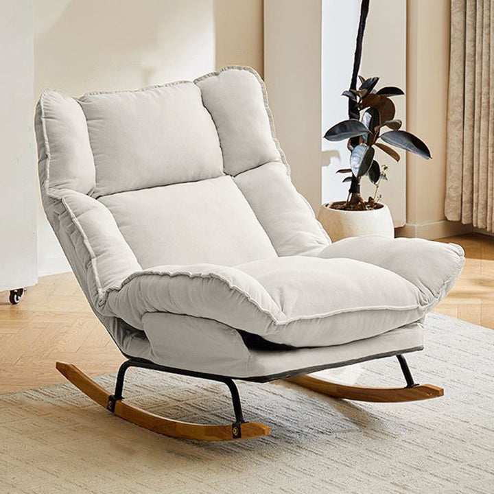 Modern Minimalist Velvet Carbon Steel Solid Wood Plywood Rectangular Rocking Chair Armless Adjustable Backrest For Living Room