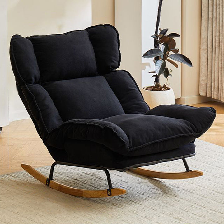 Modern Minimalist Velvet Carbon Steel Solid Wood Plywood Rectangular Rocking Chair Armless Adjustable Backrest For Living Room