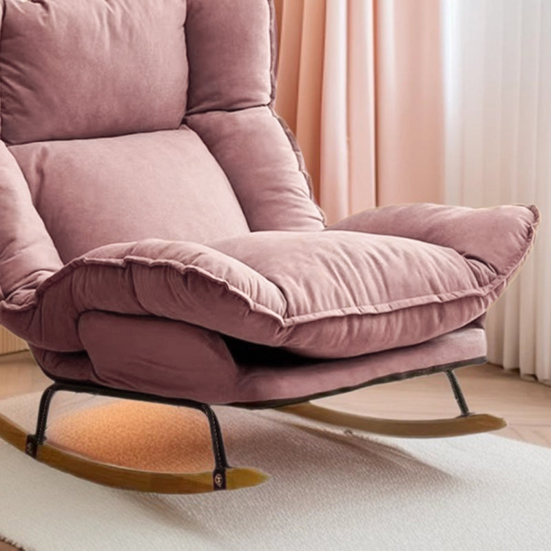 Modern Minimalist Velvet Carbon Steel Solid Wood Plywood Rectangular Rocking Chair Armless Adjustable Backrest For Living Room