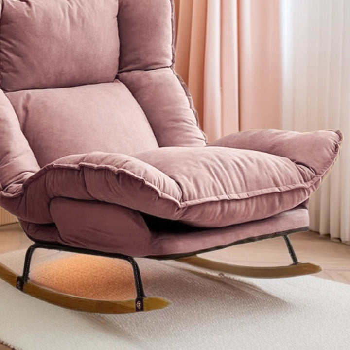 Modern Minimalist Velvet Carbon Steel Solid Wood Plywood Rectangular Rocking Chair Armless Adjustable Backrest For Living Room