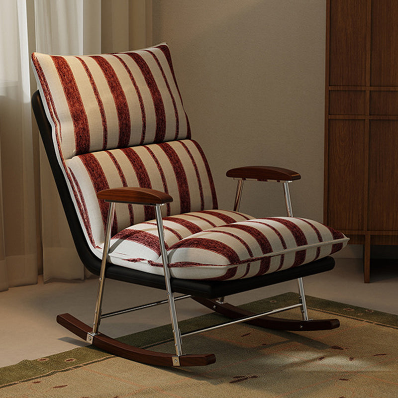 Silla mecedora rectangular contemporánea de terciopelo retro con cuero de rascado para gatos, madera maciza de caucho y respaldo con reposabrazos para sala de estar 