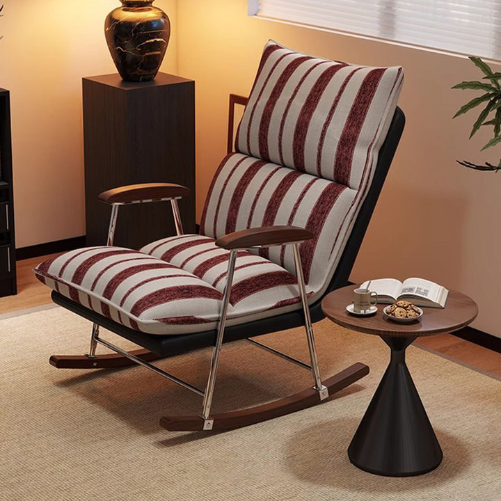 Silla mecedora rectangular contemporánea de terciopelo retro con cuero de rascado para gatos, madera maciza de caucho y respaldo con reposabrazos para sala de estar 