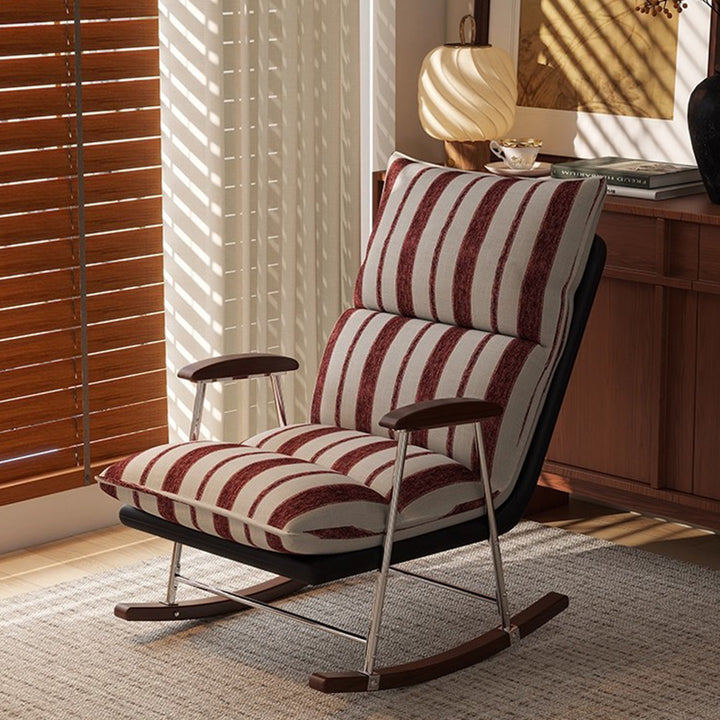 Silla mecedora rectangular contemporánea de terciopelo retro con cuero de rascado para gatos, madera maciza de caucho y respaldo con reposabrazos para sala de estar 