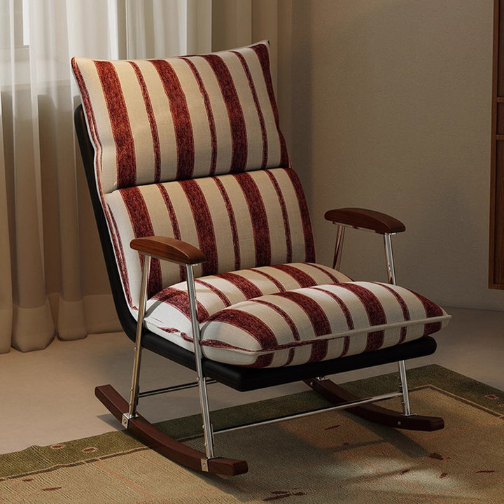 Silla mecedora rectangular contemporánea de terciopelo retro con cuero de rascado para gatos, madera maciza de caucho y respaldo con reposabrazos para sala de estar 
