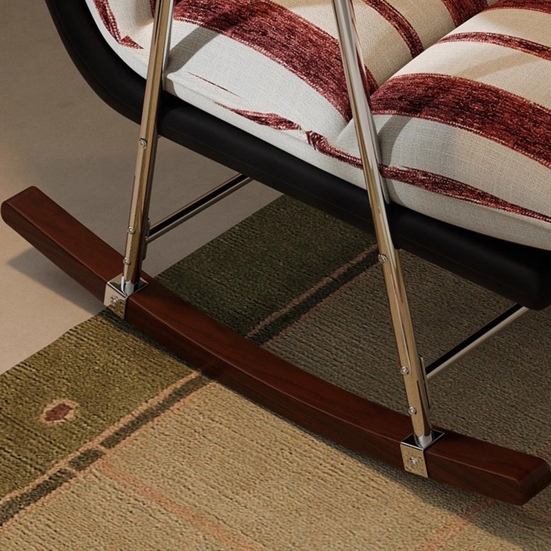 Silla mecedora rectangular contemporánea de terciopelo retro con cuero de rascado para gatos, madera maciza de caucho y respaldo con reposabrazos para sala de estar 