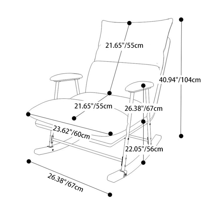 Silla mecedora rectangular contemporánea de terciopelo retro con cuero de rascado para gatos, madera maciza de caucho y respaldo con reposabrazos para sala de estar 