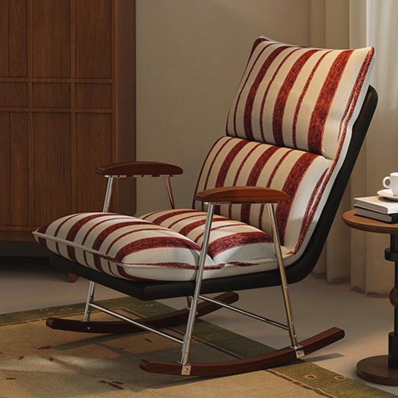 Silla mecedora rectangular contemporánea de terciopelo retro con cuero de rascado para gatos, madera maciza de caucho y respaldo con reposabrazos para sala de estar 