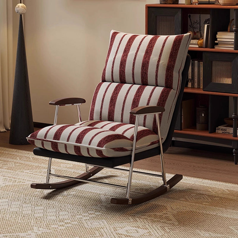 Silla mecedora rectangular contemporánea de terciopelo retro con cuero de rascado para gatos, madera maciza de caucho y respaldo con reposabrazos para sala de estar 