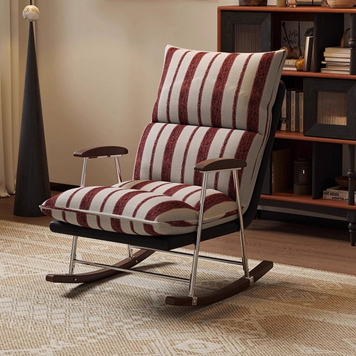Silla mecedora rectangular contemporánea de terciopelo retro con cuero de rascado para gatos, madera maciza de caucho y respaldo con reposabrazos para sala de estar 