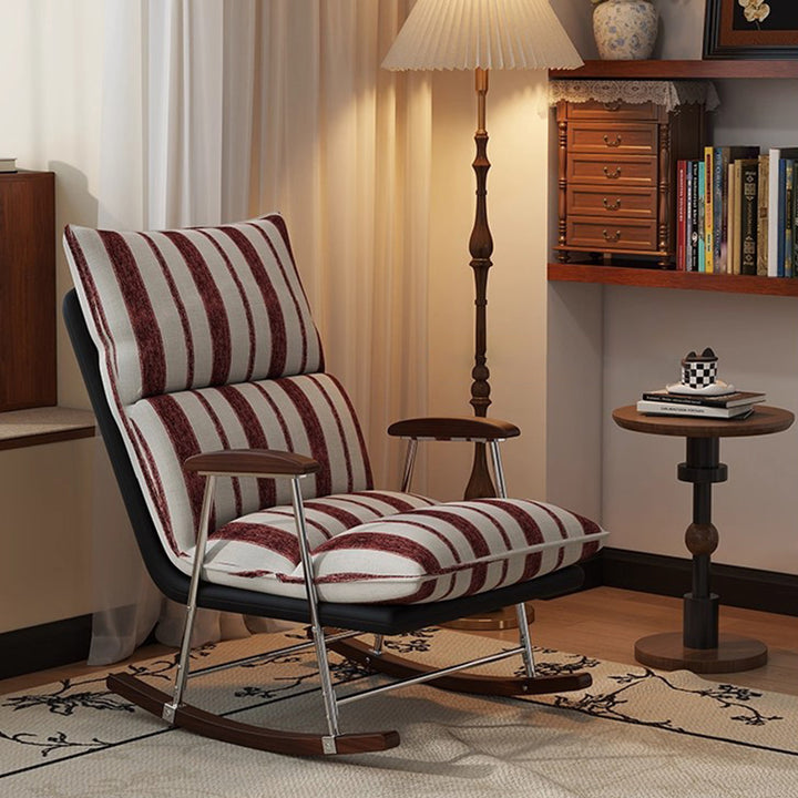 Silla mecedora rectangular contemporánea de terciopelo retro con cuero de rascado para gatos, madera maciza de caucho y respaldo con reposabrazos para sala de estar 