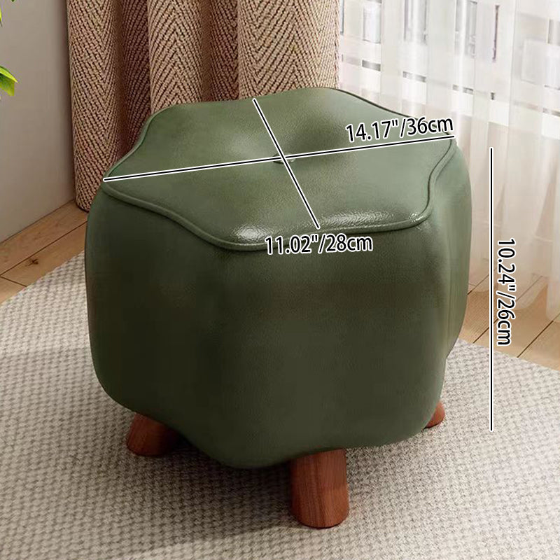Moderner nordischer niedriger Hocker in Blumenform aus PU-Leder und Kiefernholz für das Wohnzimmer 