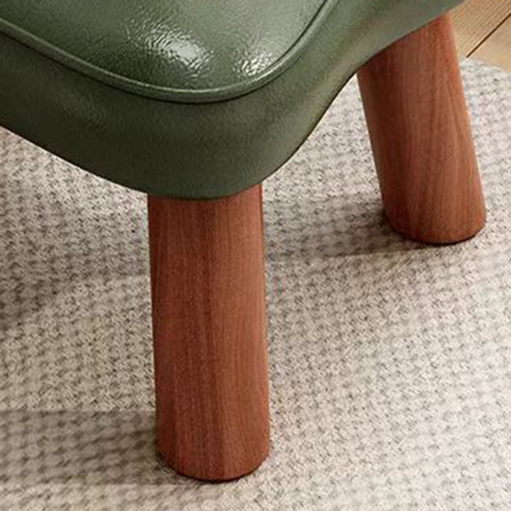 Moderner nordischer niedriger Hocker in Blumenform aus PU-Leder und Kiefernholz für das Wohnzimmer 
