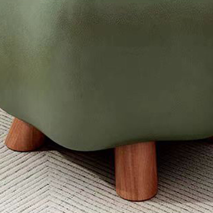 Moderner nordischer niedriger Hocker in Blumenform aus PU-Leder und Kiefernholz für das Wohnzimmer 