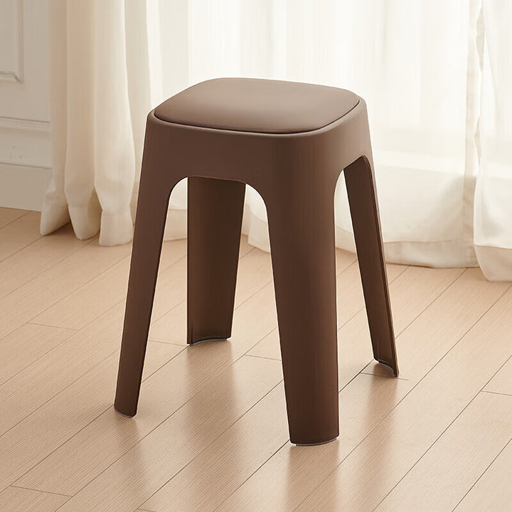 Modern Minimalist PU Leather PP Square Stackable Dining Chair For Dining Room & Kitchen